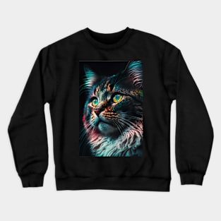 Serious Cat portrait Crewneck Sweatshirt